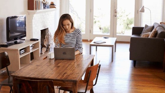 woman working from home office