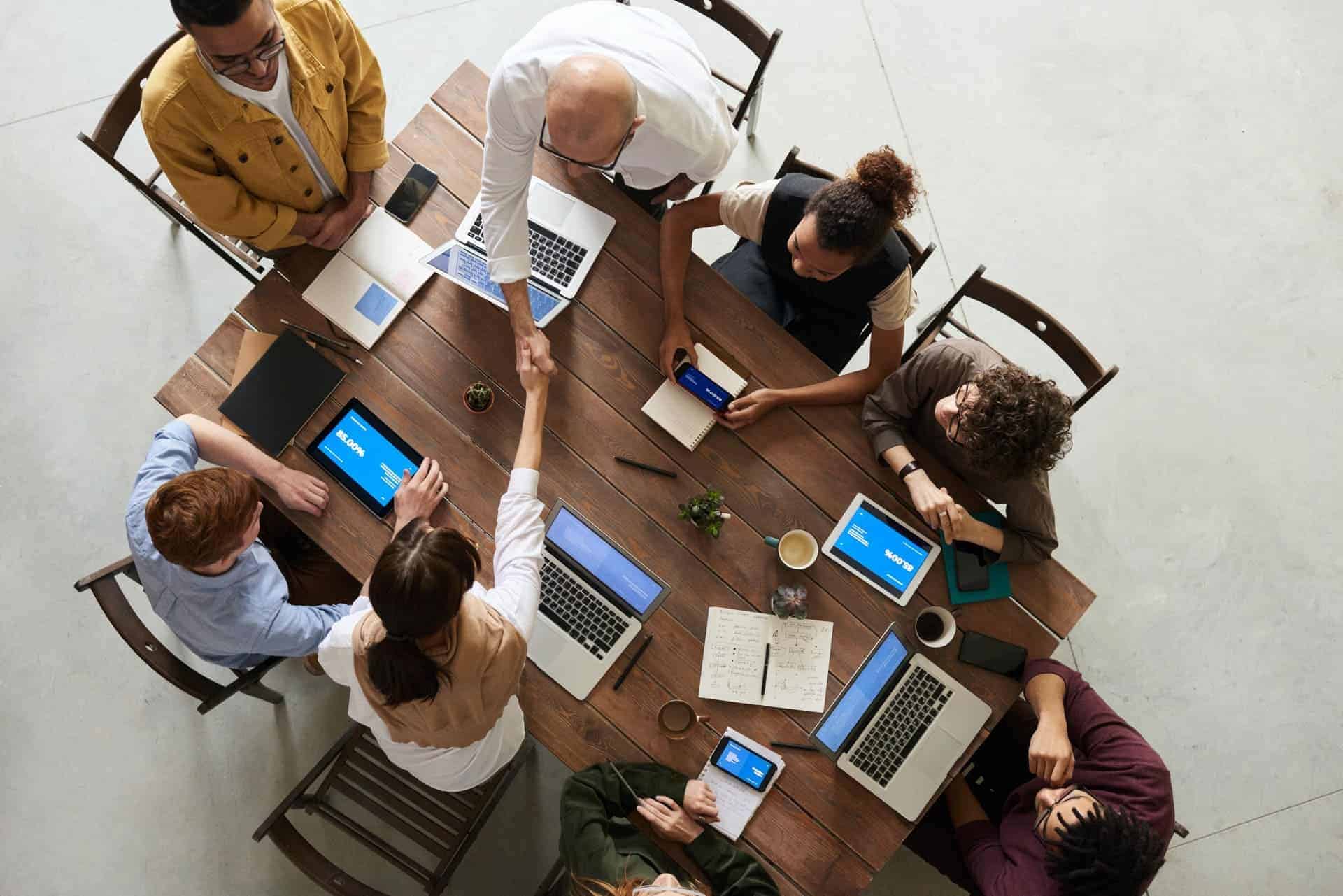 Tech leaders in a sit down development meeting